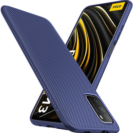 Twill Shock Proof Soft Flexible Back Case Cover for Poco M3 (Blue)