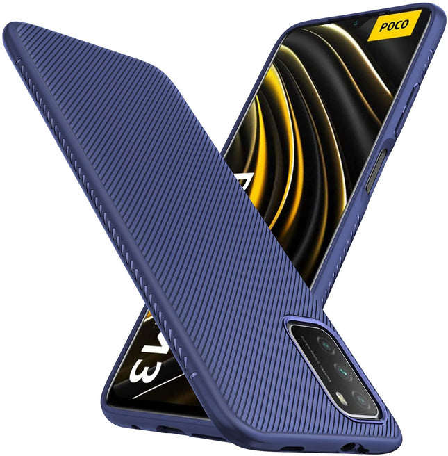 Twill Shock Proof Soft Flexible Back Case Cover for Poco M3 (Blue)