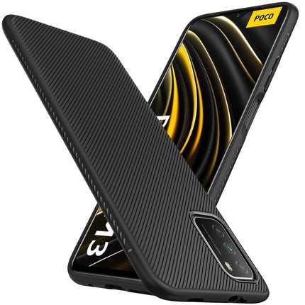 Twill Shock Proof Soft Flexible Back Case Cover for Poco M3 (Black)