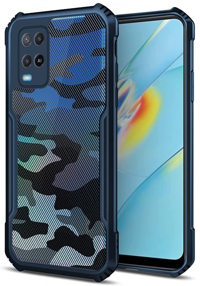 Kapa Beetle Camouflage for Oppo A54 Back Case, [Military Grade Protection] Shock Proof Slim Hybrid Bumper Cover (Black)