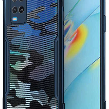 Kapa Beetle Camouflage for Oppo A54 Back Case, [Military Grade Protection] Shock Proof Slim Hybrid Bumper Cover (Blue)