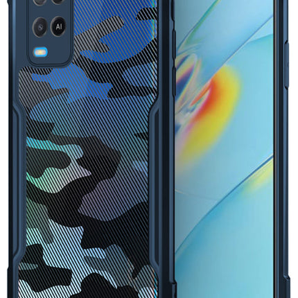 Kapa Beetle Camouflage for Oppo A54 Back Case, [Military Grade Protection] Shock Proof Slim Hybrid Bumper Cover (Blue)
