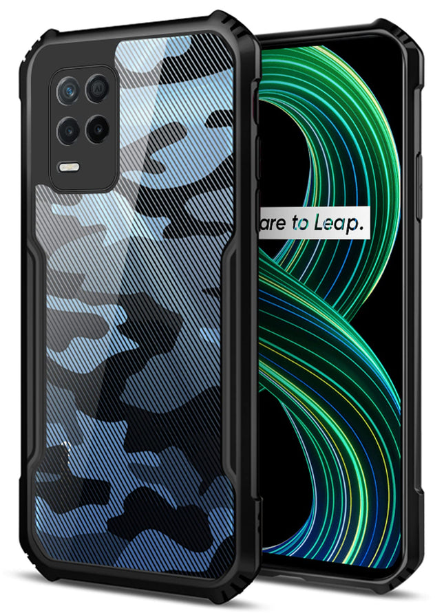 Kapa Beetle Camouflage for Realme 8 (5G) Back Case, [Military Grade Protection] Shock Proof Slim Hybrid Bumper Cover (Black)