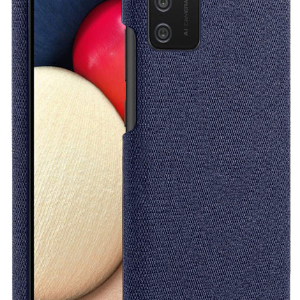 Woven Soft Fabric Case for Samsung Galaxy M02S Back Cover, Shock Protection Slim Hard Anti Slip Back Cover, Blue
