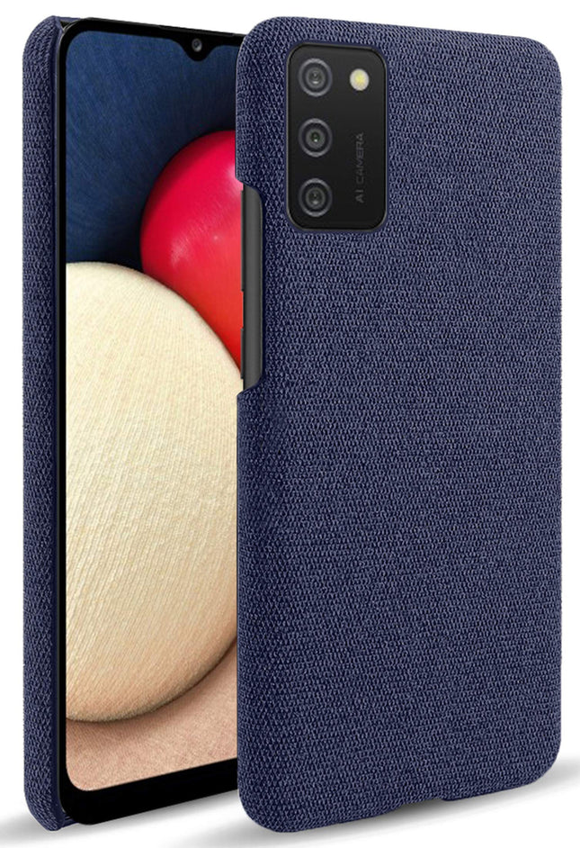 Woven Soft Fabric Case for Samsung Galaxy M02S Back Cover, Shock Protection Slim Hard Anti Slip Back Cover, Blue