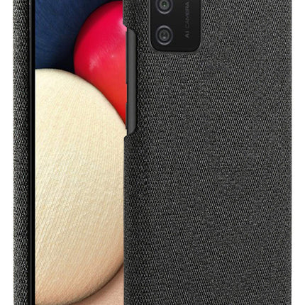 Woven Soft Fabric Case for Samsung Galaxy M02S Back Cover, Shock Protection Slim Hard Anti Slip Back Cover, Black