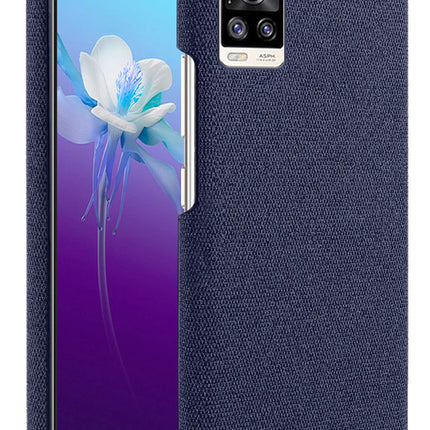 Woven Soft Fabric Case for VIVO V20 Back Cover, Shock Protection Slim Hard Anti Slip Back Cover, Blue