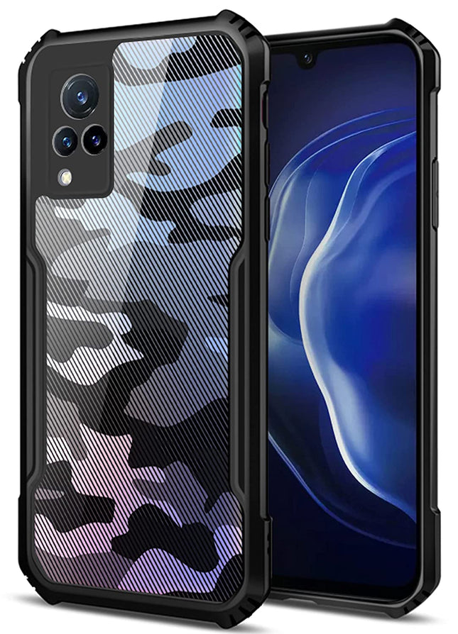 Kapa Beetle Camouflage for Vivo V21 Back Case, [Military Grade Protection] Shock Proof Slim Hybrid Bumper Cover (Black)