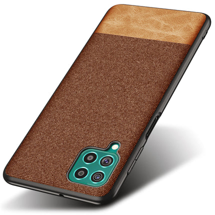 Soft Fabric & Leather Hybrid for Samsung Galaxy F62 Back Cover, Shockproof Protection Slim Hard Back Case