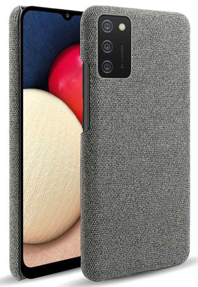 Woven Soft Fabric Case for Samsung Galaxy M02S Back Cover, Shock Protection Slim Hard Anti Slip Back Cover, Grey