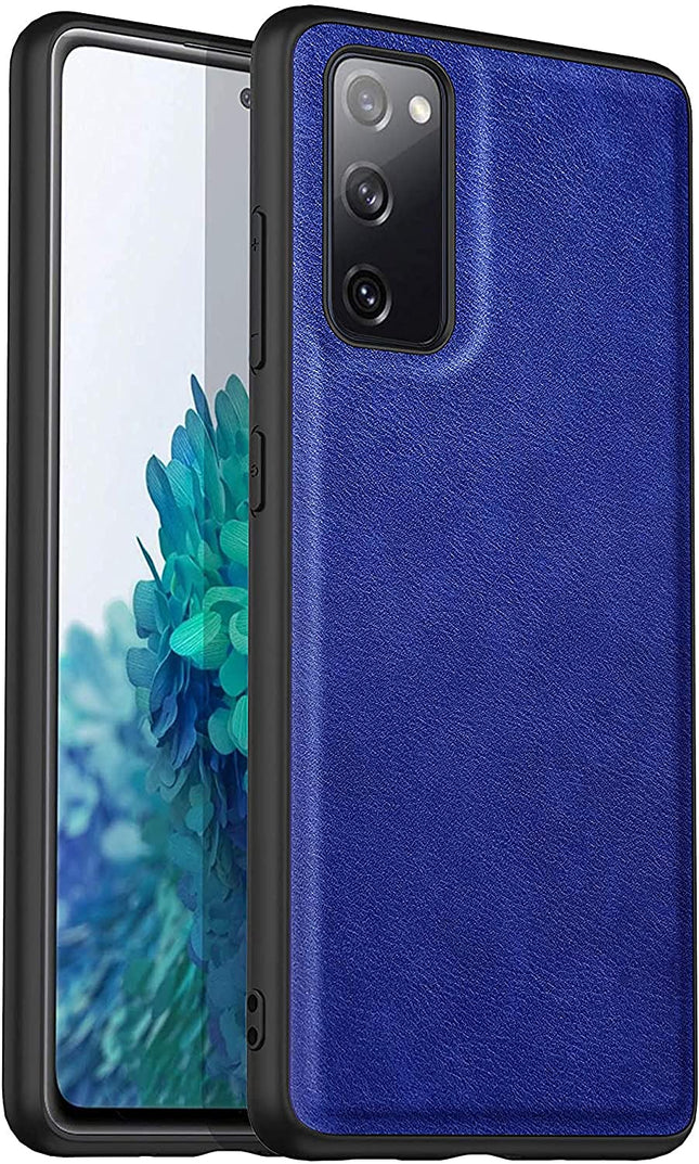 Tux Back Case for Samsun Galaxy S20 FE, Ultra Slim Leather Case with Soft Edge Shockproof Back Cover, Blue