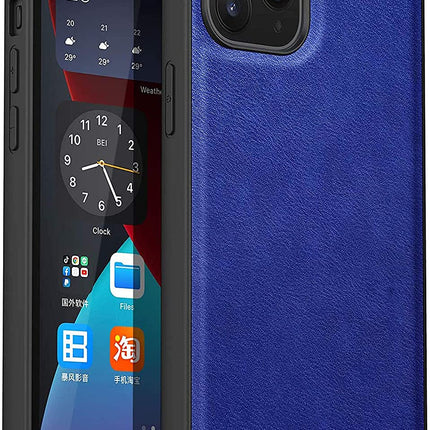 Tux Back Case for Apple iPhone 12 Pro Max (6.7), Ultra Slim Leather Case with Soft Edge Shockproof Back Cover, Blue