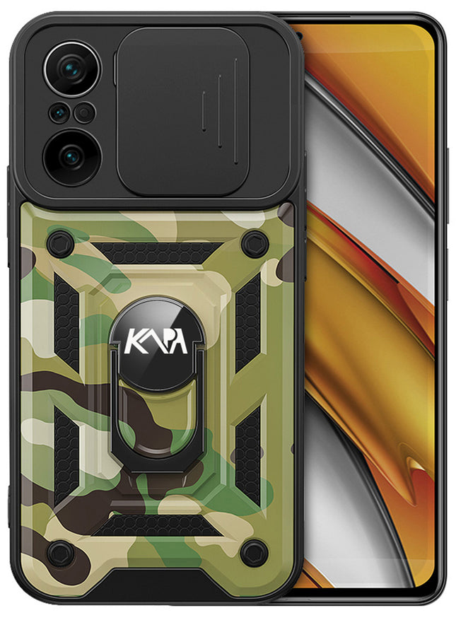 Tank Back Cover for Xiaomi Mi 11X Pro / Mi 11X , Inbuilt Ring & Slider [Military Grade Protection] Shockproof Lens Protection Case (Green)