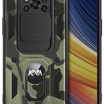 Tank Back Cover for Poco X3 / X3 Pro , Inbuilt Ring & Slider [Military Grade Protection] Shockproof Lens Protection Case (Black)