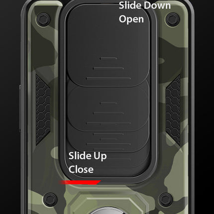 Tank Back Cover for Poco X3 / X3 Pro , Inbuilt Ring & Slider [Military Grade Protection] Shockproof Lens Protection Case (Black)