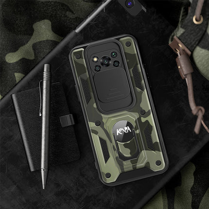 Tank Back Cover for Poco X3 / X3 Pro , Inbuilt Ring & Slider [Military Grade Protection] Shockproof Lens Protection Case (Black)