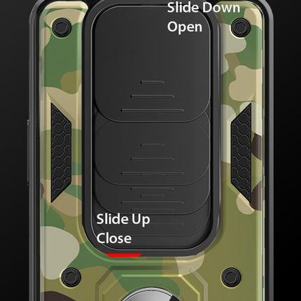 Tank Back Cover for Poco X3 / X3 Pro , Inbuilt Ring & Slider [Military Grade Protection] Shockproof Lens Protection Case (Green)