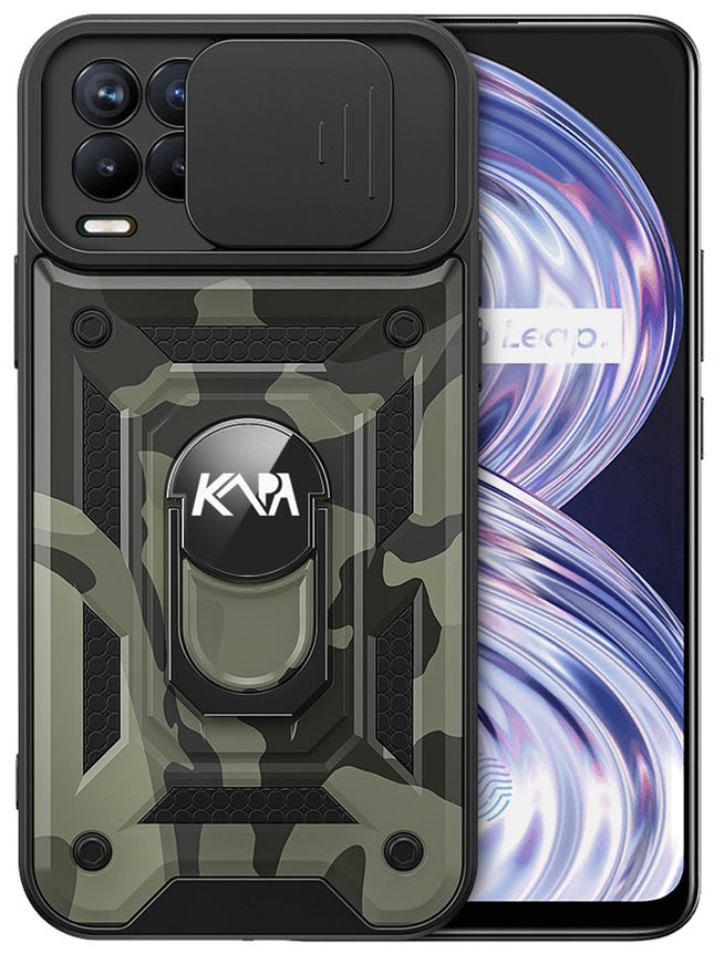 Tank Back Cover for Realme 8 Pro / Realme 8 (4G) , Inbuilt Ring & Slider [Military Grade Protection] Shockproof Lens Protection Case (Black)