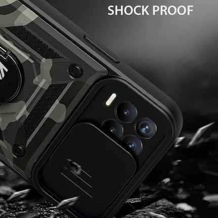 Tank Back Cover for Realme 8 Pro / Realme 8 (4G) , Inbuilt Ring & Slider [Military Grade Protection] Shockproof Lens Protection Case (Black)