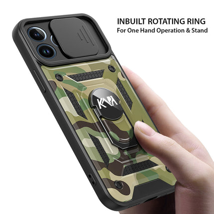 Tank Back Cover for Apple iPhone 13 Pro Max (6.7) , Inbuilt Ring & Slider [Military Grade Protection] Shockproof Lens Protection Case (Green)