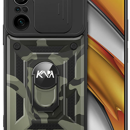 Tank Back Cover for Xiaomi Mi 11X Pro / Mi 11X , Inbuilt Ring & Slider [Military Grade Protection] Shockproof Lens Protection Case (Black)
