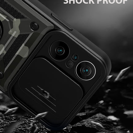 Tank Back Cover for Xiaomi Mi 11X Pro / Mi 11X , Inbuilt Ring & Slider [Military Grade Protection] Shockproof Lens Protection Case (Black)