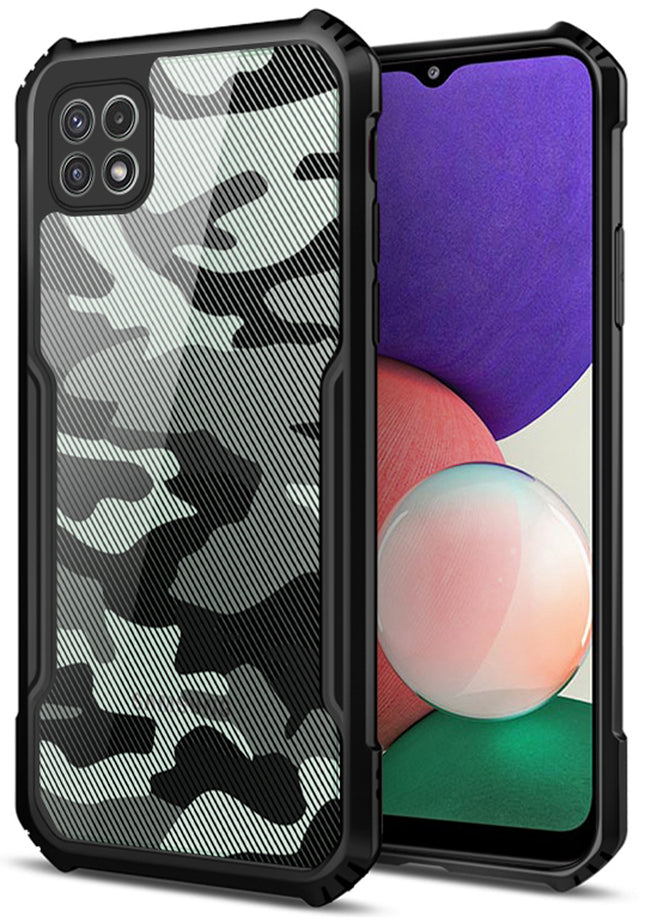 Beetle Camouflage for Samsung Galaxy F42 (5G) / A22 (5G) Back Case, [Military Grade Protection] Shock Proof Slim Hybrid Bumper Cover (Black)