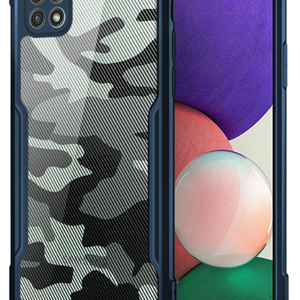 Beetle Camouflage for Samsung Galaxy F42 (5G) / A22 (5G) Back Case, [Military Grade Protection] Shock Proof Slim Hybrid Bumper Cover (Blue)