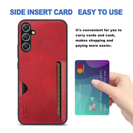 Mobizang Razor Wallet Back Case for Samsung Galaxy A34 (5G) | Slim PU Leather & Fabric Cover with Inbuilt Card Pocket (Black)